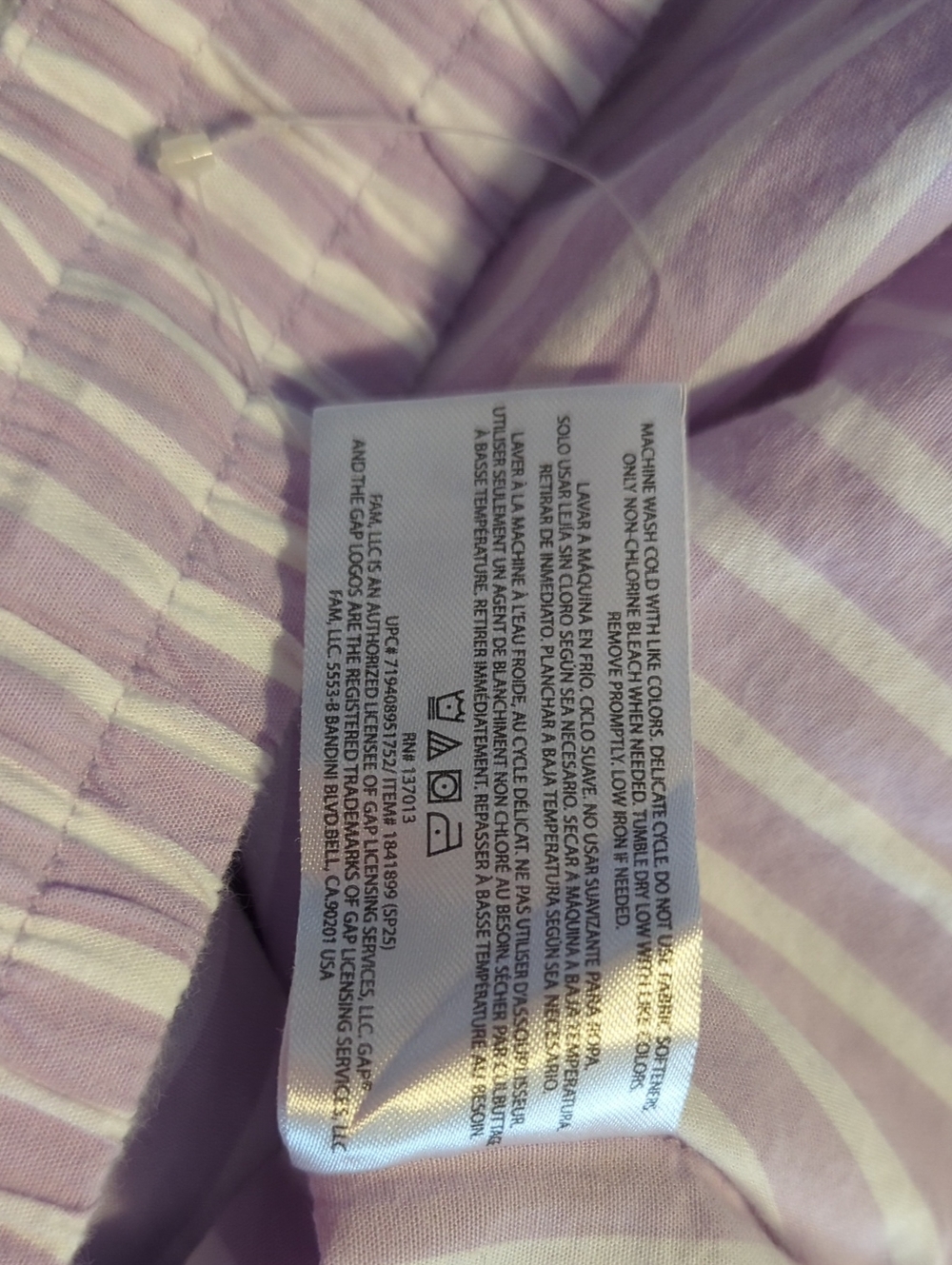 GAP Light Purple & White Striped Pajama Pants NWOT Large Women's Summer - Picture 7 of 8